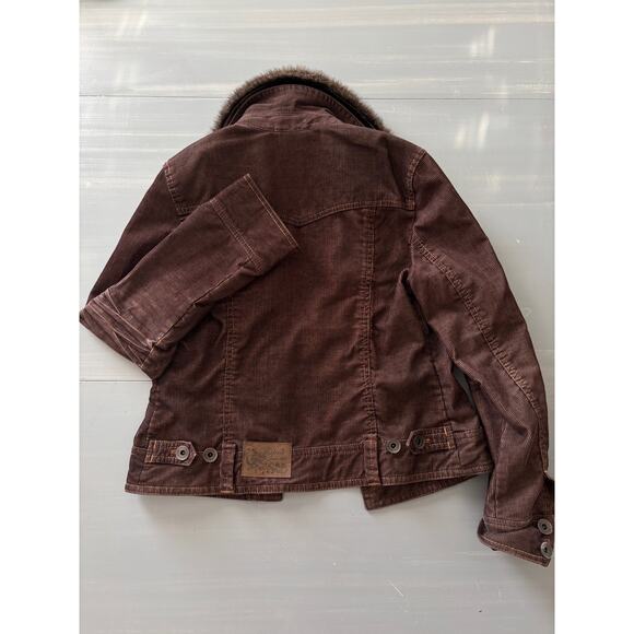 Esprit Corduroy Jacket Faux Fur Brown XS Womens - Picture 8 of 8